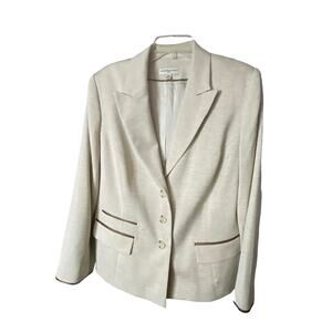 Amanda Smith Woman Suits Women Size 14W Light Tan Cream Lined Jacket Stretch NWT